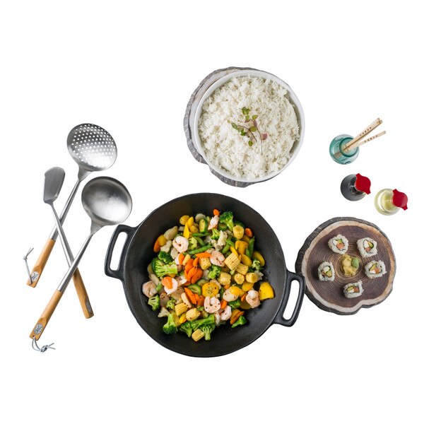 6 qt cast iron wok